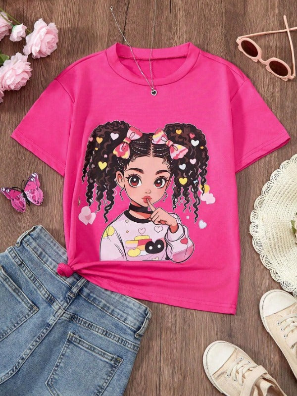 Curly Hairs Girl Graphic Tee