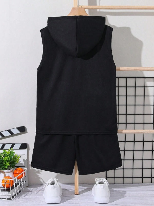 Sports Sleeveless Hood Set Red