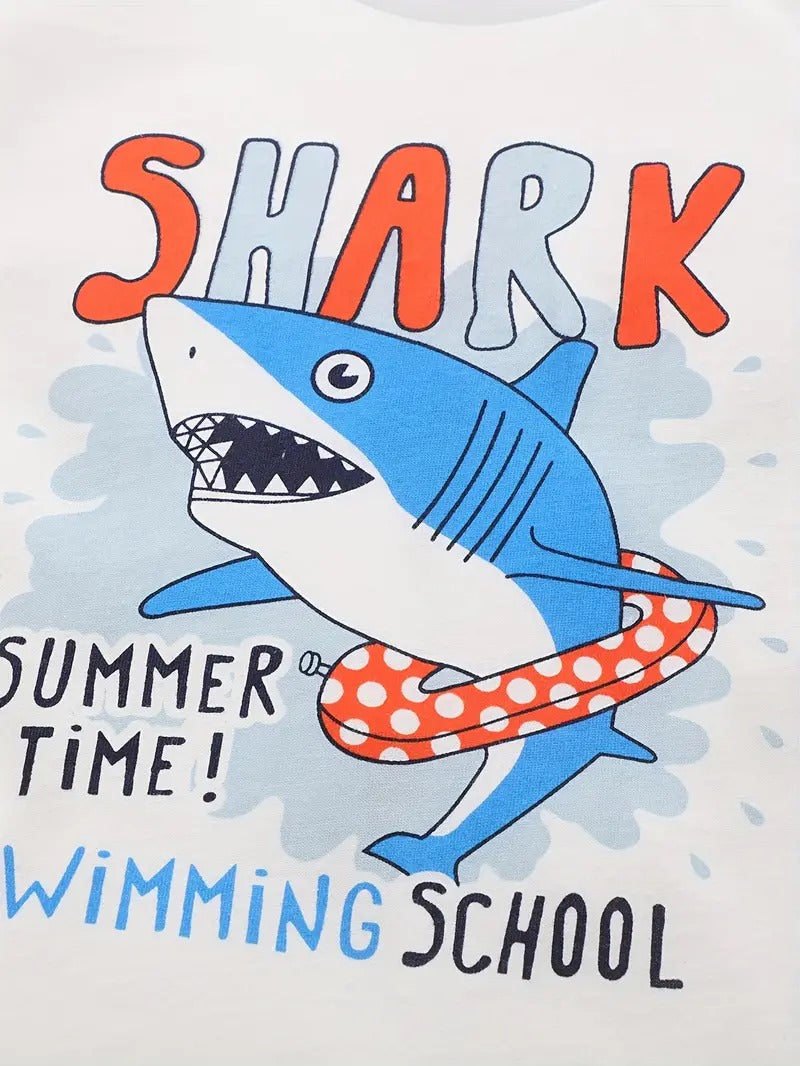 Swimming School Shark Graphic Tee