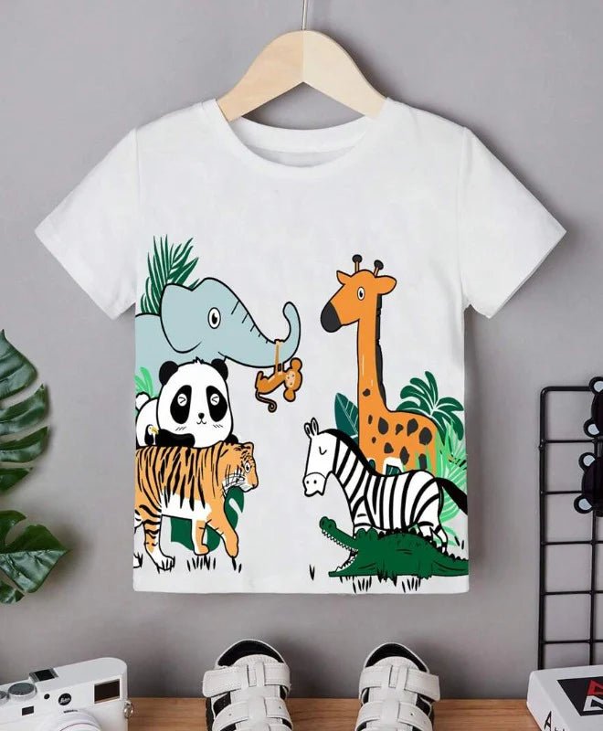 Cute Jungle Animals Graphic Tee INF