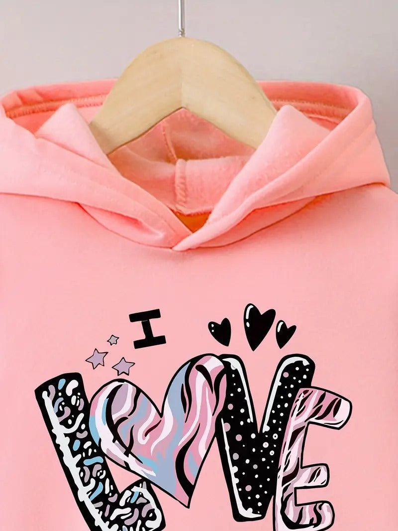 I love You Letter Graphic Tracksuit