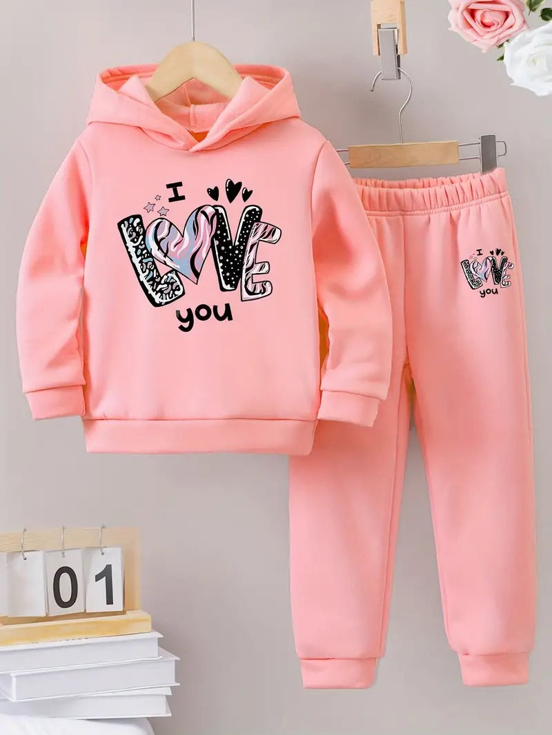 I love You Letter Graphic Tracksuit