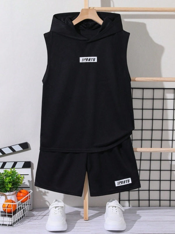 Sports Sleeveless Hood Set Red
